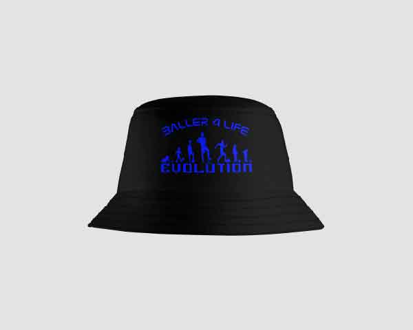 Black Bucket Hat Front B4L Blue