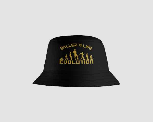 Black Bucket Hat Front B4L Gold