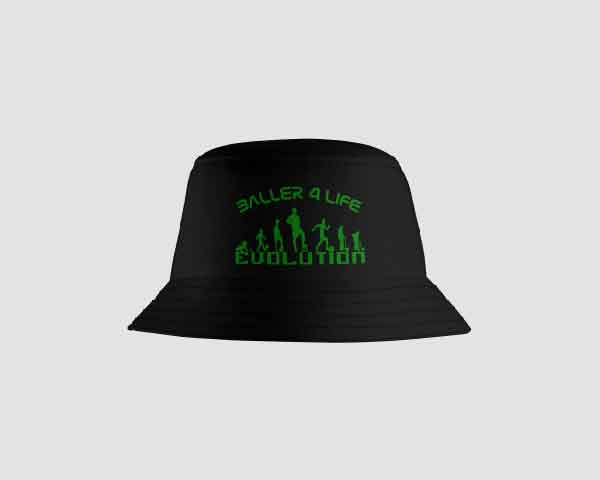 Black Bucket Hat Front B4L Green