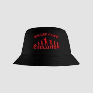 Black Bucket Hat Front B4L Red