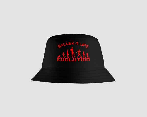 Black Bucket Hat Front B4L Red