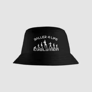 Black Bucket Hat Front B4L White