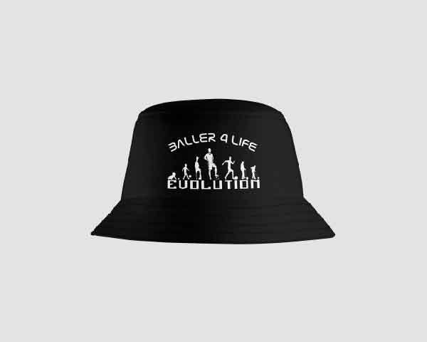 Black Bucket Hat Front B4L White