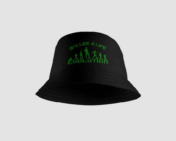 Black Bucket Hat Inside B4L Green