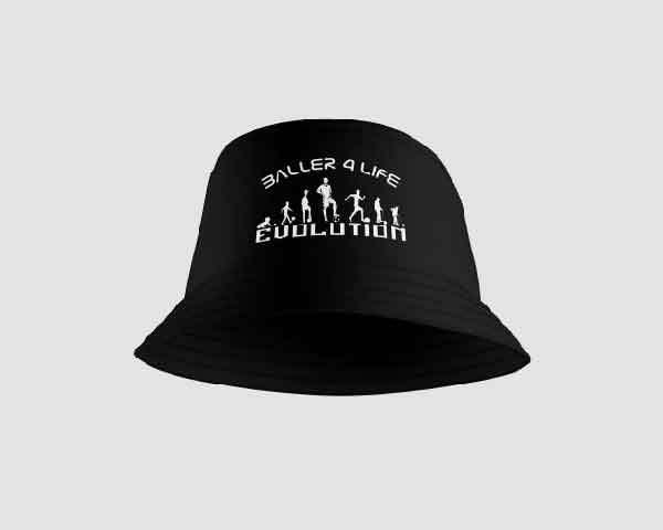 Black Bucket Hat Inside B4L White