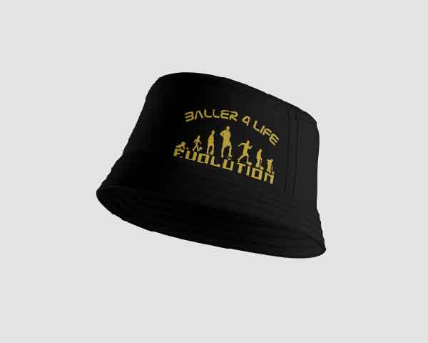 Black Bucket Hat Left B4L Gold