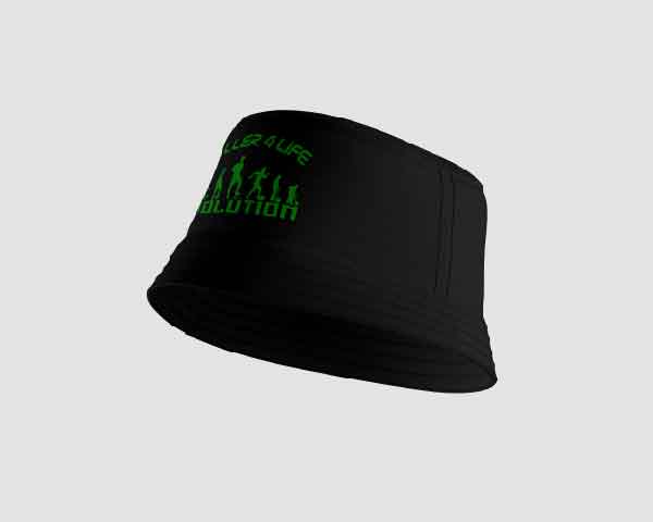 Black Bucket Hat Left B4L Green