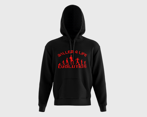 Black Hoodie Front B4L Red