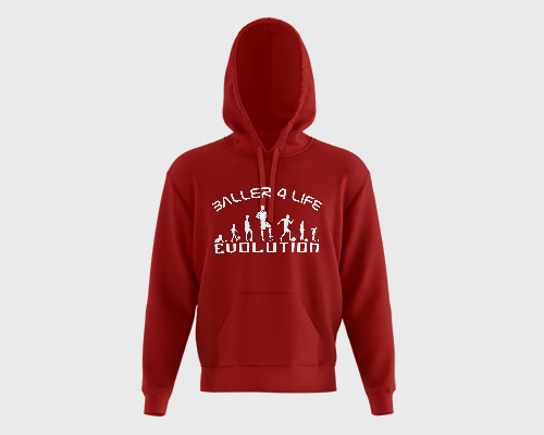 Mens Red Hoodie Baller4Life White Front